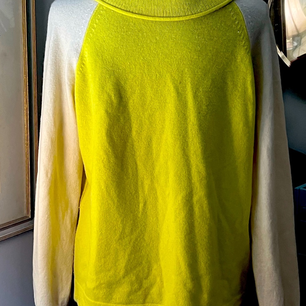 Juicy Couture Yellow and White Cowl Neck Sweater